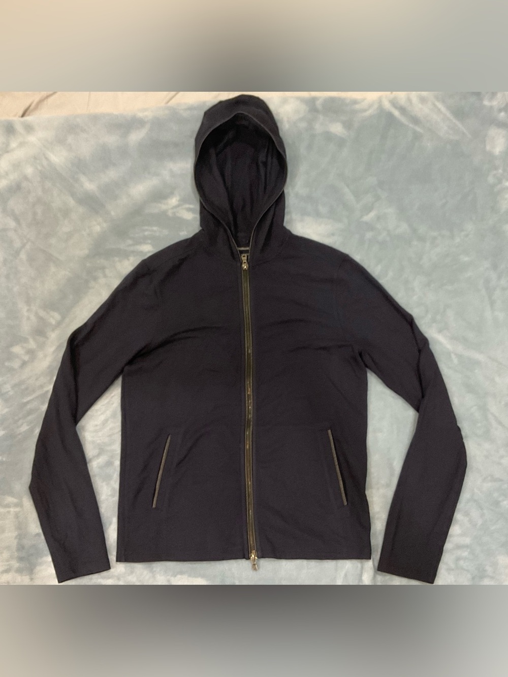 John Varvatos Star USA Providence Double Knit Full Zip Hoodie Leather Trim S